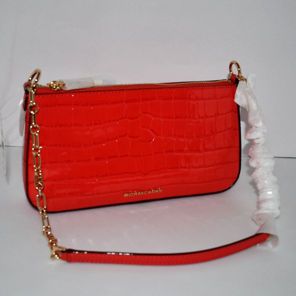 MICHAEL Kors MEDIUM Leather Chain Pochette in Spiced Coral #32S4G8EW6E NWT